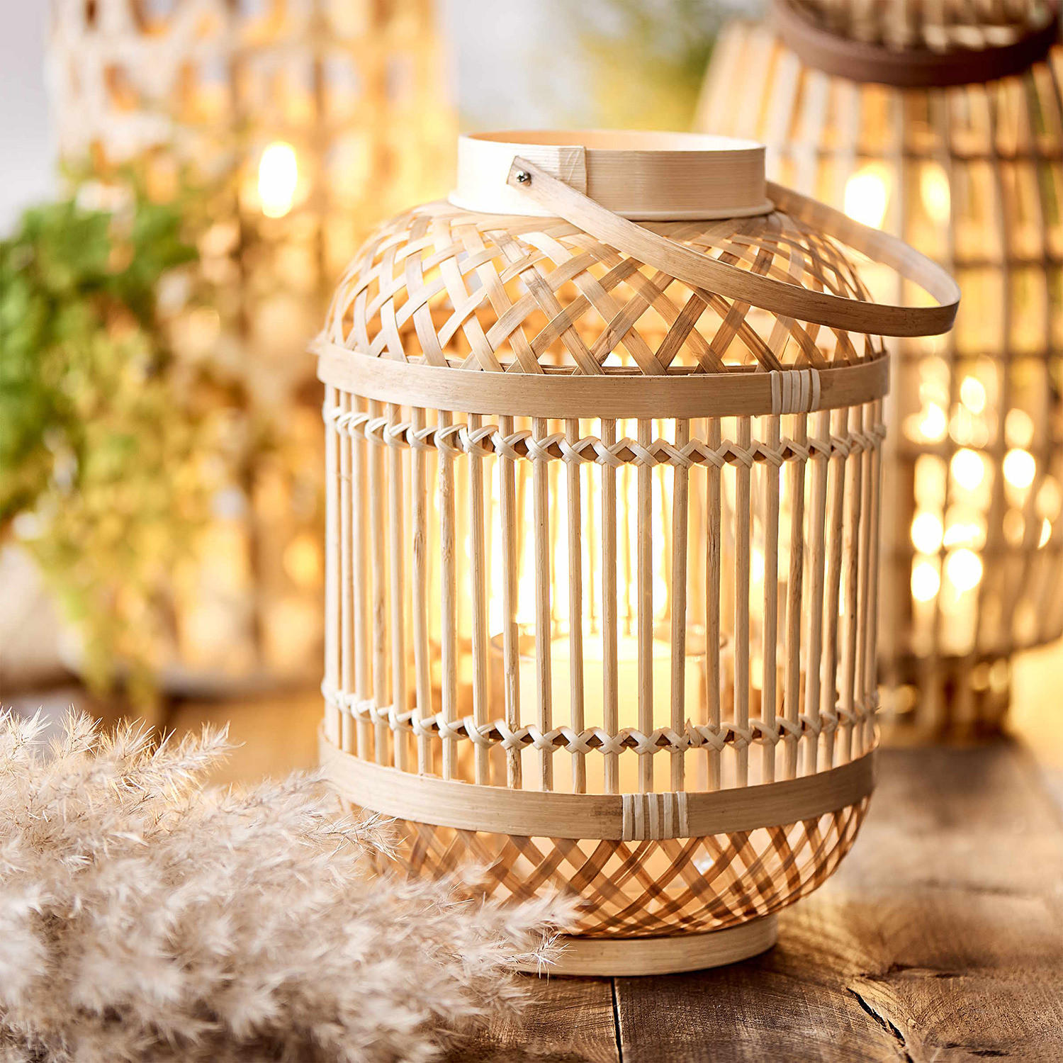 LATERNE Bamboo Nights - Braun, Holz (20/30/20cm) - BUTLERS