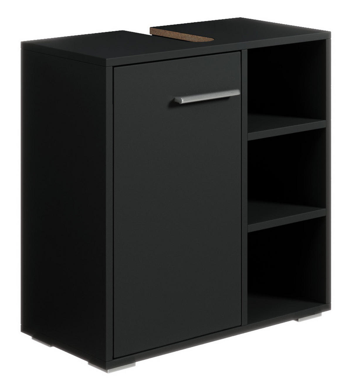 WASCHBECKENUNTERSCHRANK Neptunus 1 Tür Schwarz - 60 x 30 x 60 cm - Schwarz, Holz (60/60/30cm) - Badplaats