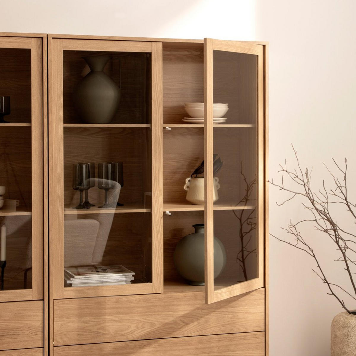 VITRINENSCHRANK DOPPELTER Remi Natürlich 100 cm x 170 cm - Naturfarben, Holzwerkstoff (100/170/40cm)