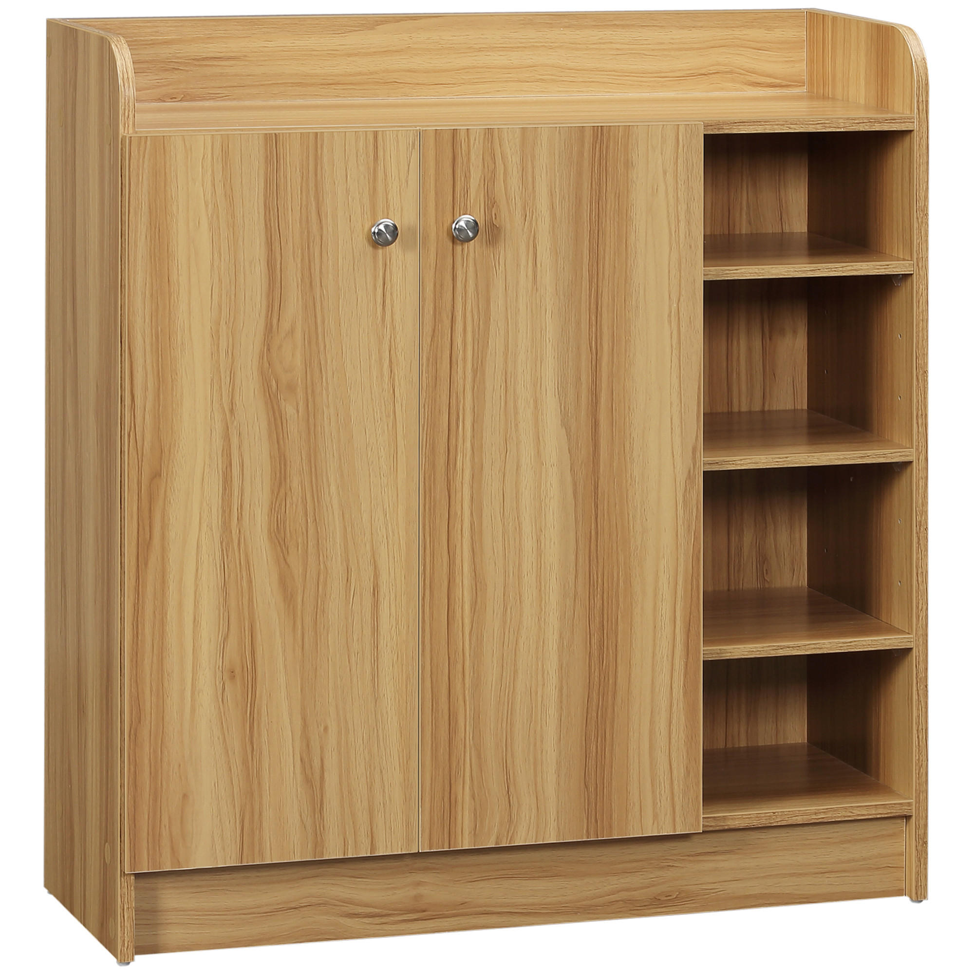 SCHUHSCHRANK DE-15012 4 offene Fächer & Doppelschrank Weiß - Braun, Holzwerkstoff (83/90/30cm) - ComfortXL