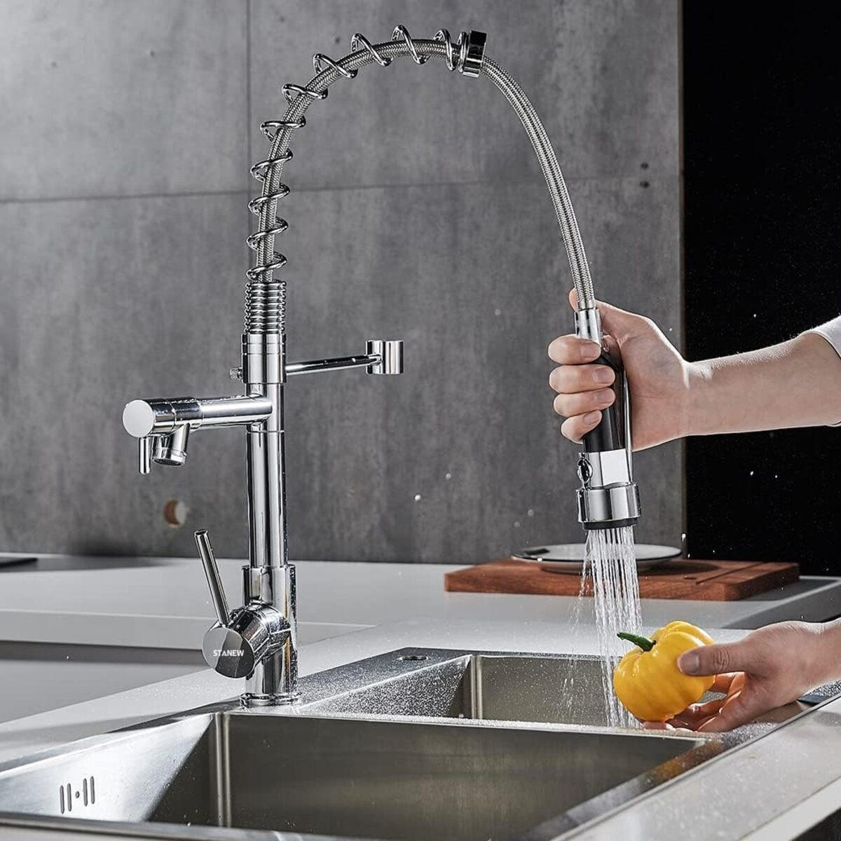 KÜCHENARMATUR MIT AUSZUGSDUSCHE 2 STRAHLARTEN 360° DREHBAR - Silberfarben, Metall (50/13/21cm) - Authentics
