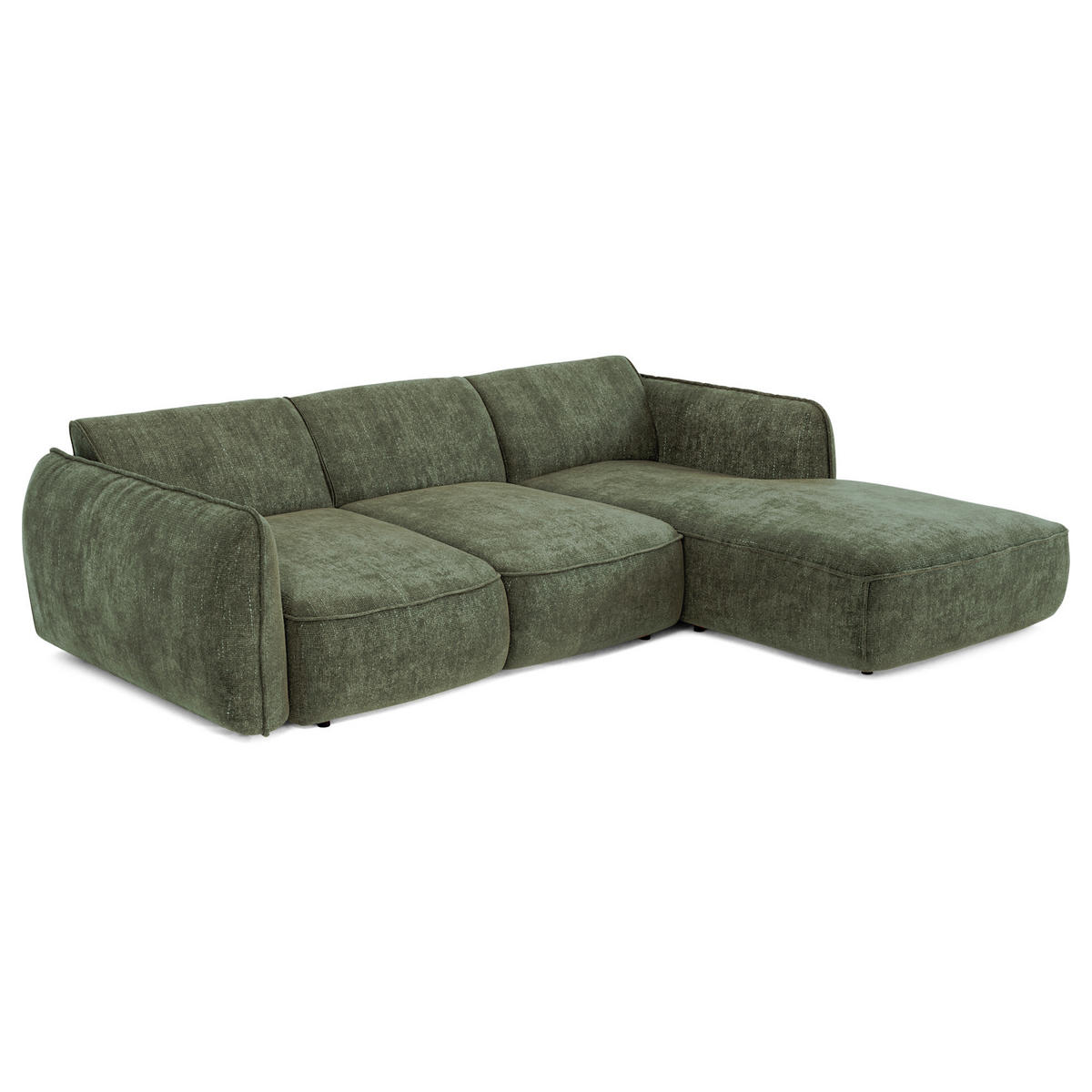 ECKSCHLAFSOFA Rastervelours 274cm - Olivgrün, Textil (274/174cm) - Sia Home