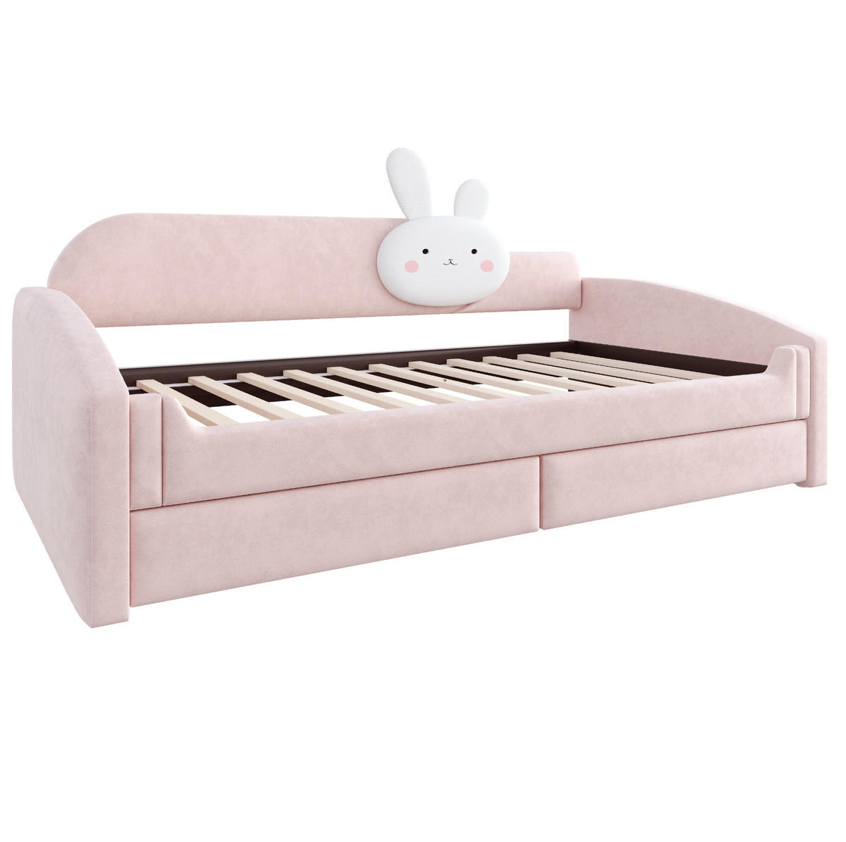 POLSTERBETT 90/200 cm aus Samt mit LED-Beleuchtung, Rosa - Pink, Textil (90/200cm) - OKMYHOME