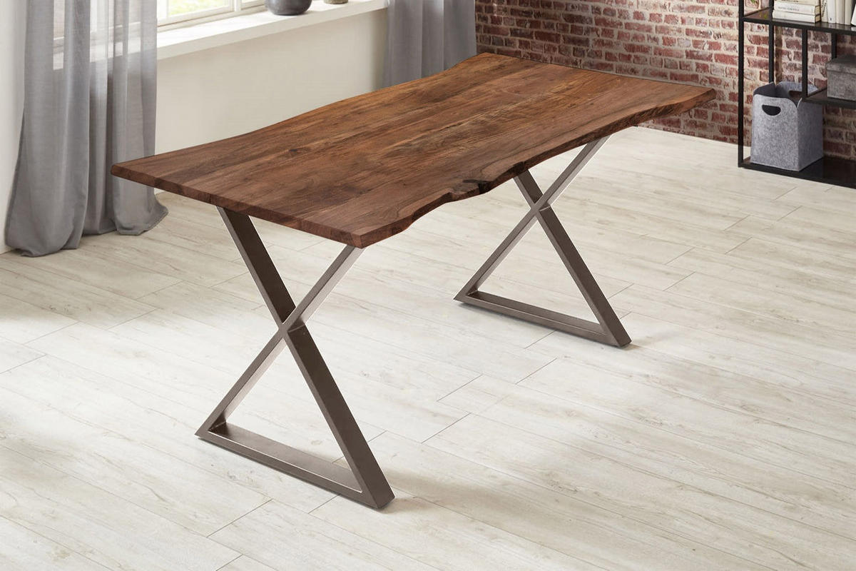 ESSTISCH KASIMIR - Chromfarben/Edelstahlfarben, Holz/Metall (100/240/77cm) - SAM