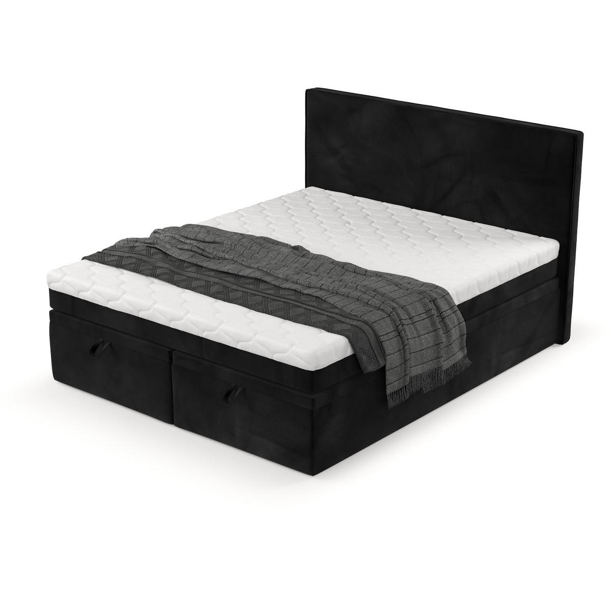 BOXBETT Zalla 200/200 cm Schwarz im Kronos Stoff - Schwarz, Holz/Holzwerkstoff (200/200cm) - AltaBeds