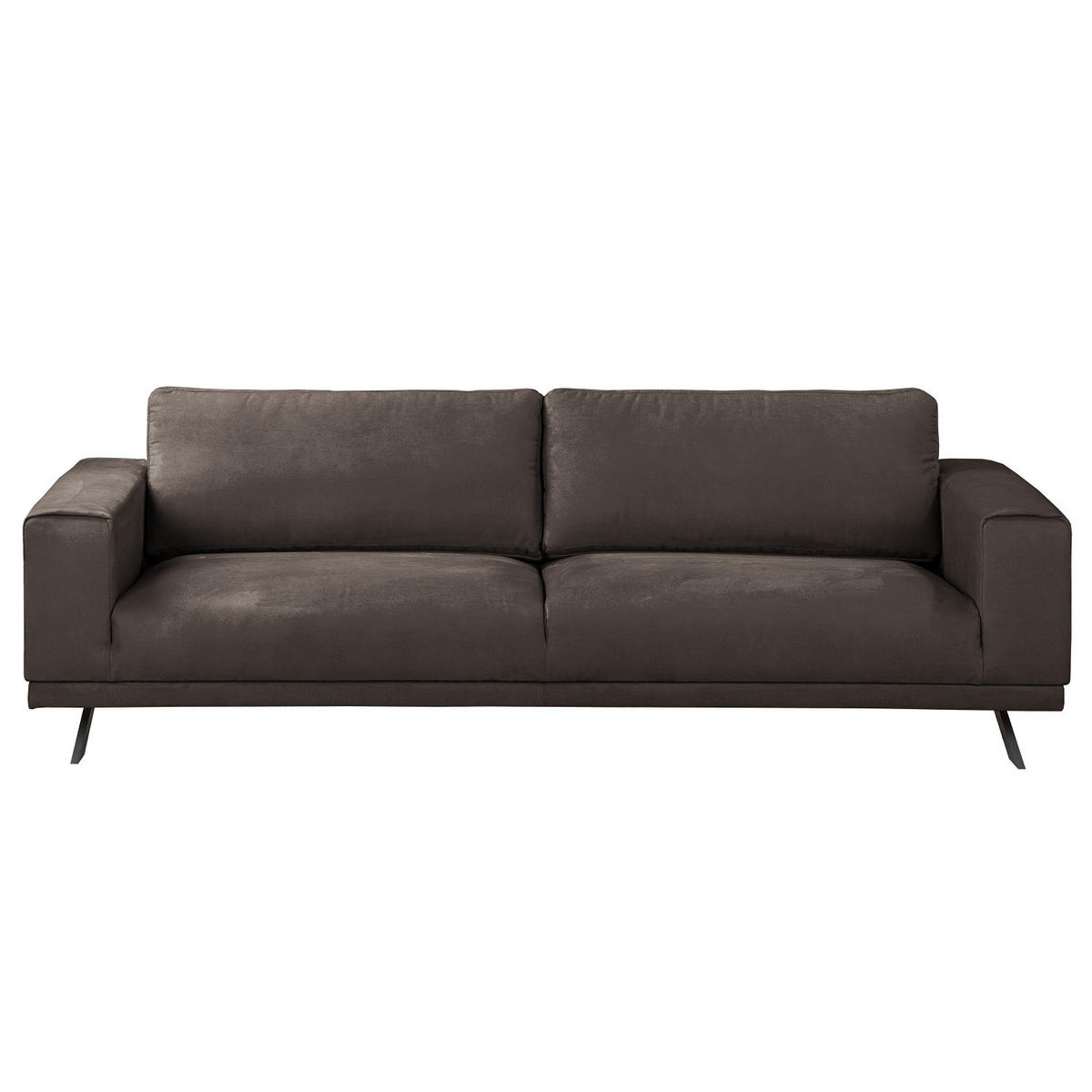 3-SITZER SOFA - Antiklederlook - Graubraun, Textil (236/81/89cm) - home24