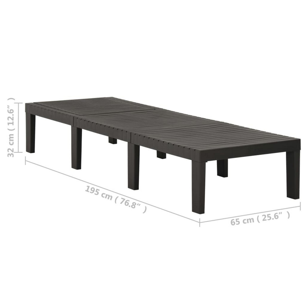 SONNENLIEGE Kunststoff Anthrazit - Anthrazit, Kunststoff (65/32/195cm) - vidaXL