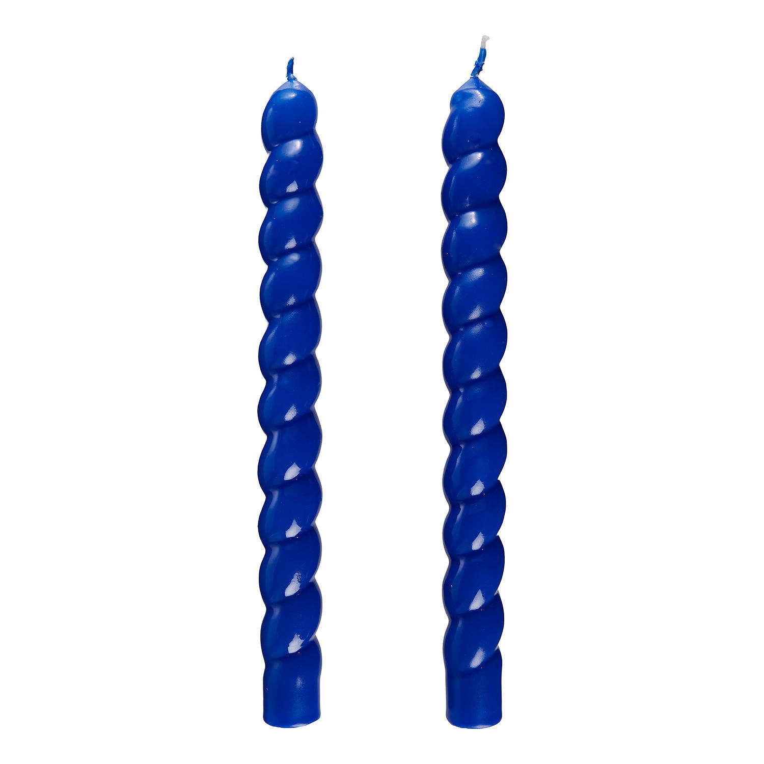 STABKERZE (2er-Set) Twisted - Blau, Paraffin (2/25/2cm) - Butlers
