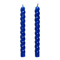 STABKERZE (2er-Set) Twisted - Blau, Paraffin (2/25/2cm) - Butlers