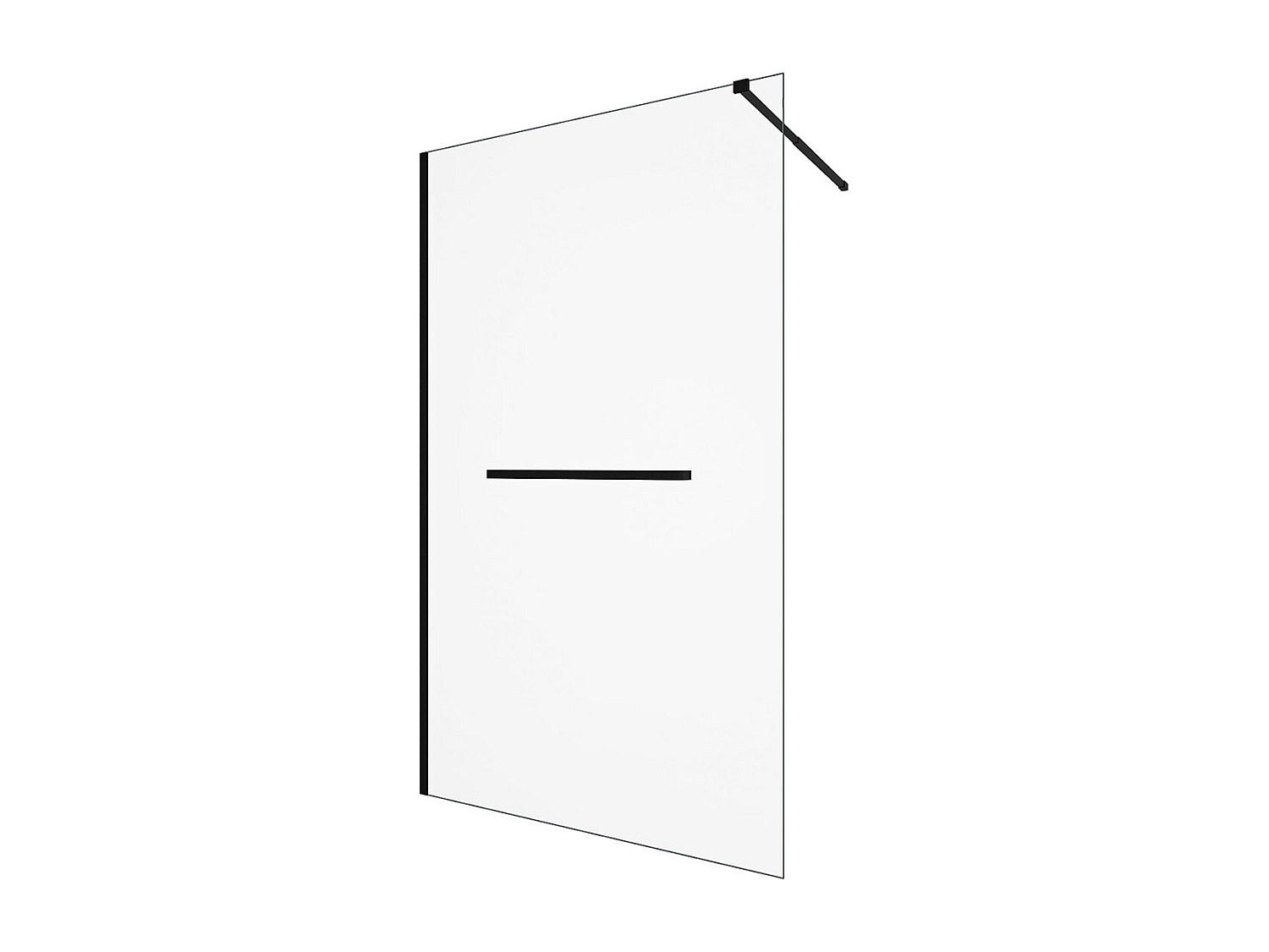 DUSCHTRENNWAND Seitenwand italienische Dusche mit Handtuchhalter - 120 x 200 cm - Sicherheitsglas - Schwarz matt - KRISTEN - Schwarz, Metall (120/200cm) - Vente-Unique