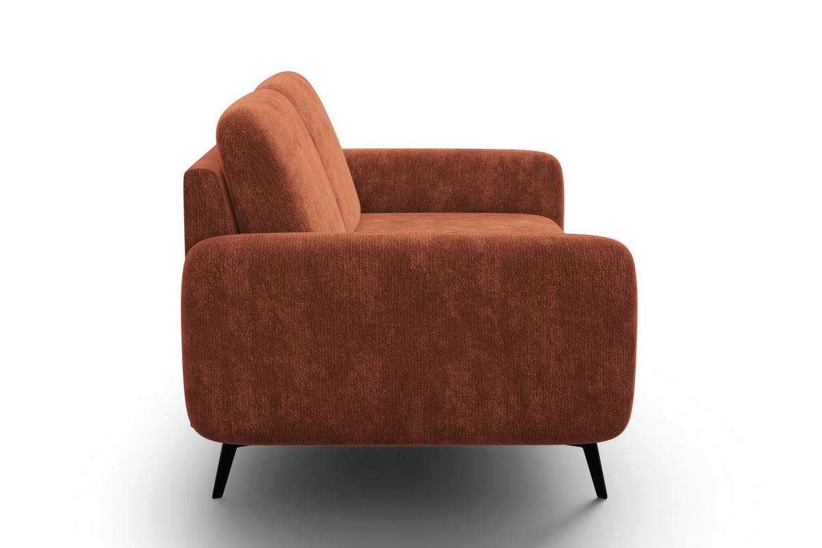 SOFA FEBE 2-Sitzer, rostroter Chenille-Stoff - Rostfarben/Schwarz, Holz/Textil (160/82/96cm) - Wozimo