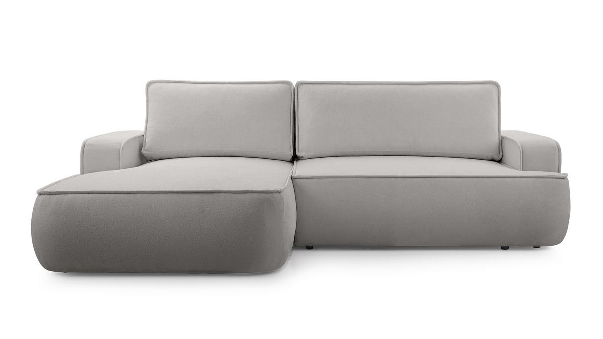 ECKSOFA L Form Ablia Hellgrau 267/168/87 cm mit mit Schlaffunktion L - Hellgrau/Schwarz, Kunststoff/Textil (168/267cm) - AX Living