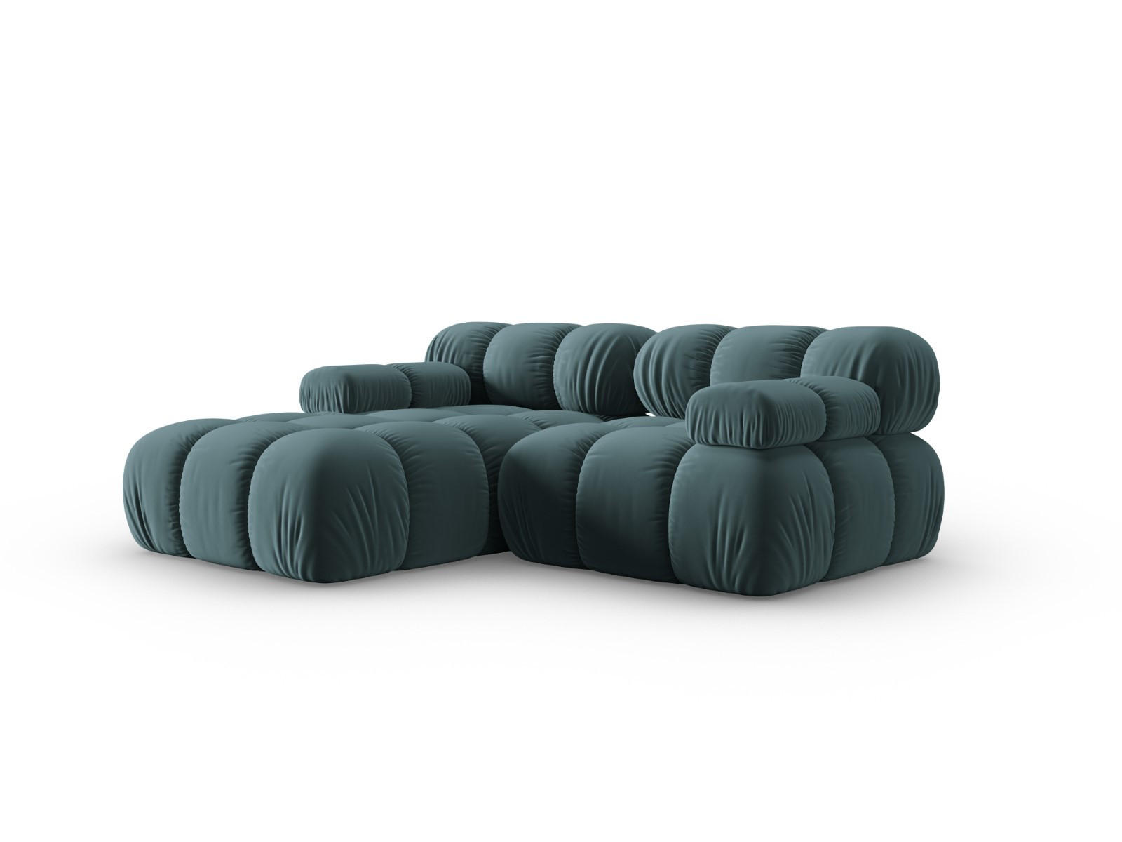 MODULARES-ECKSOFA links Bellis aus Samt petrol 3 Sitzplätze - Petrol, Textil (157/191cm) - Micadoni