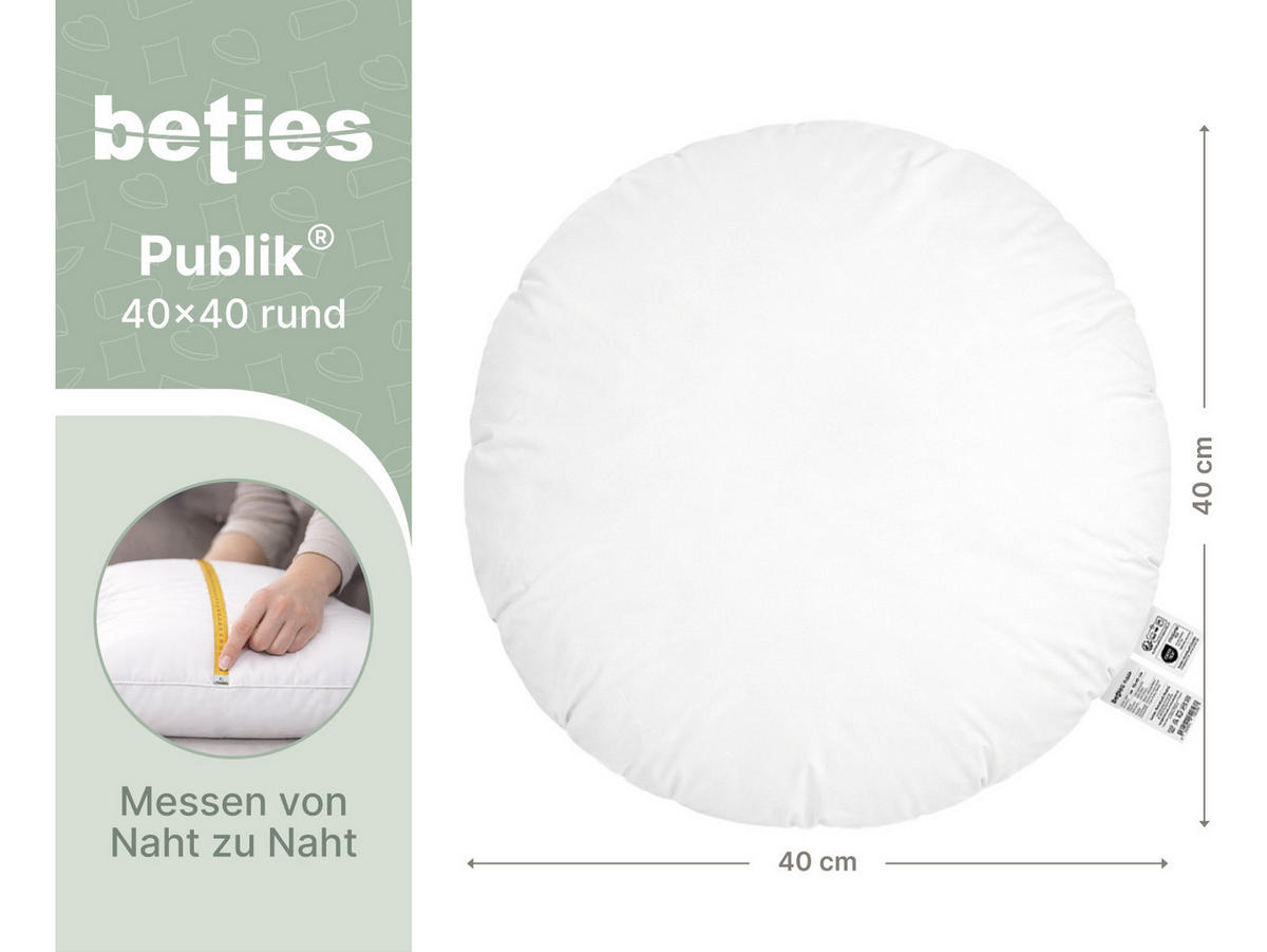 FEDERKISSEN Publik rund 40 cm Ø - Creme, Textil (40/40cm) - beties Heimtextil