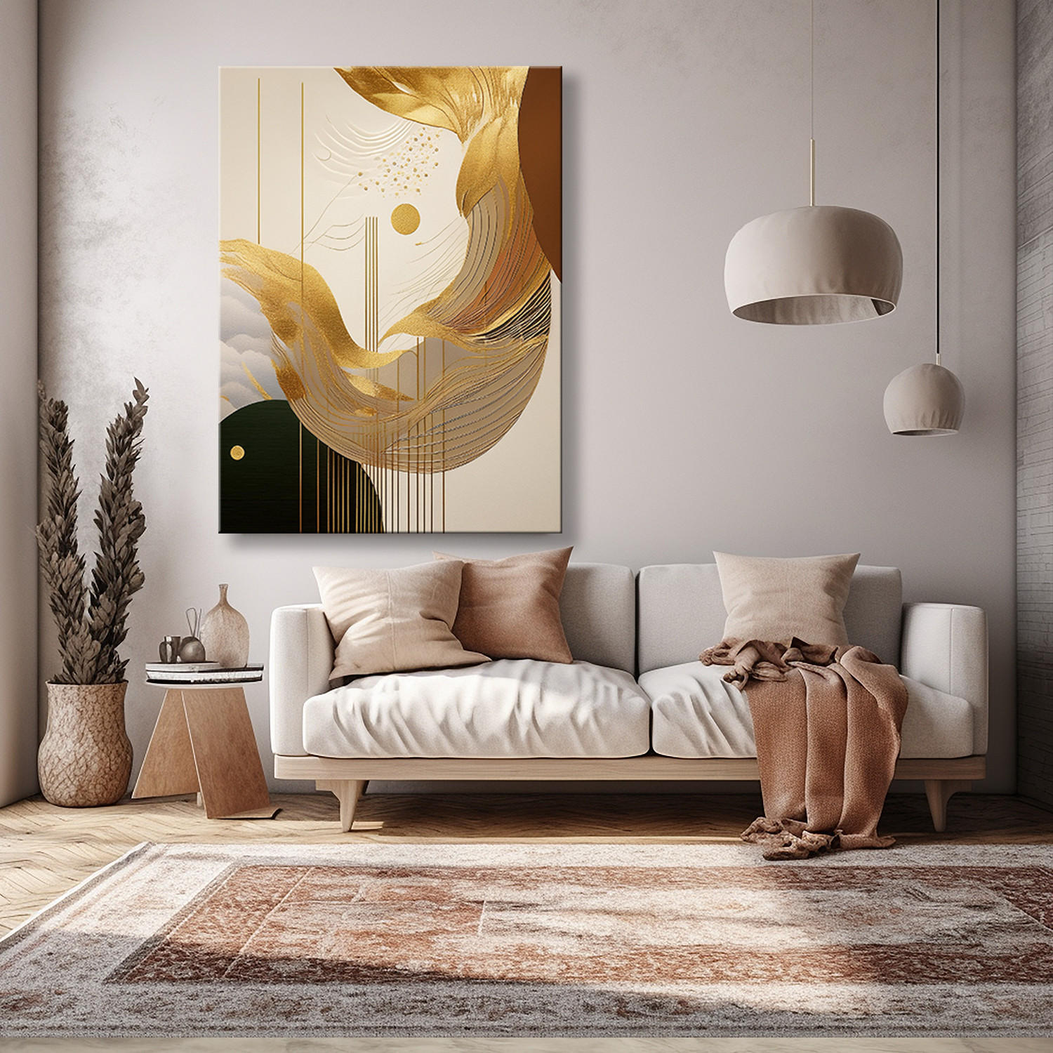 WANDBILD abstraktion gold glamour - Beige, Textil (40/60cm) - Feeby