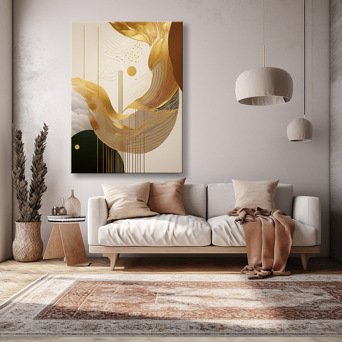 WANDBILD abstraktion gold glamour - Beige, Textil (40/60cm) - Feeby