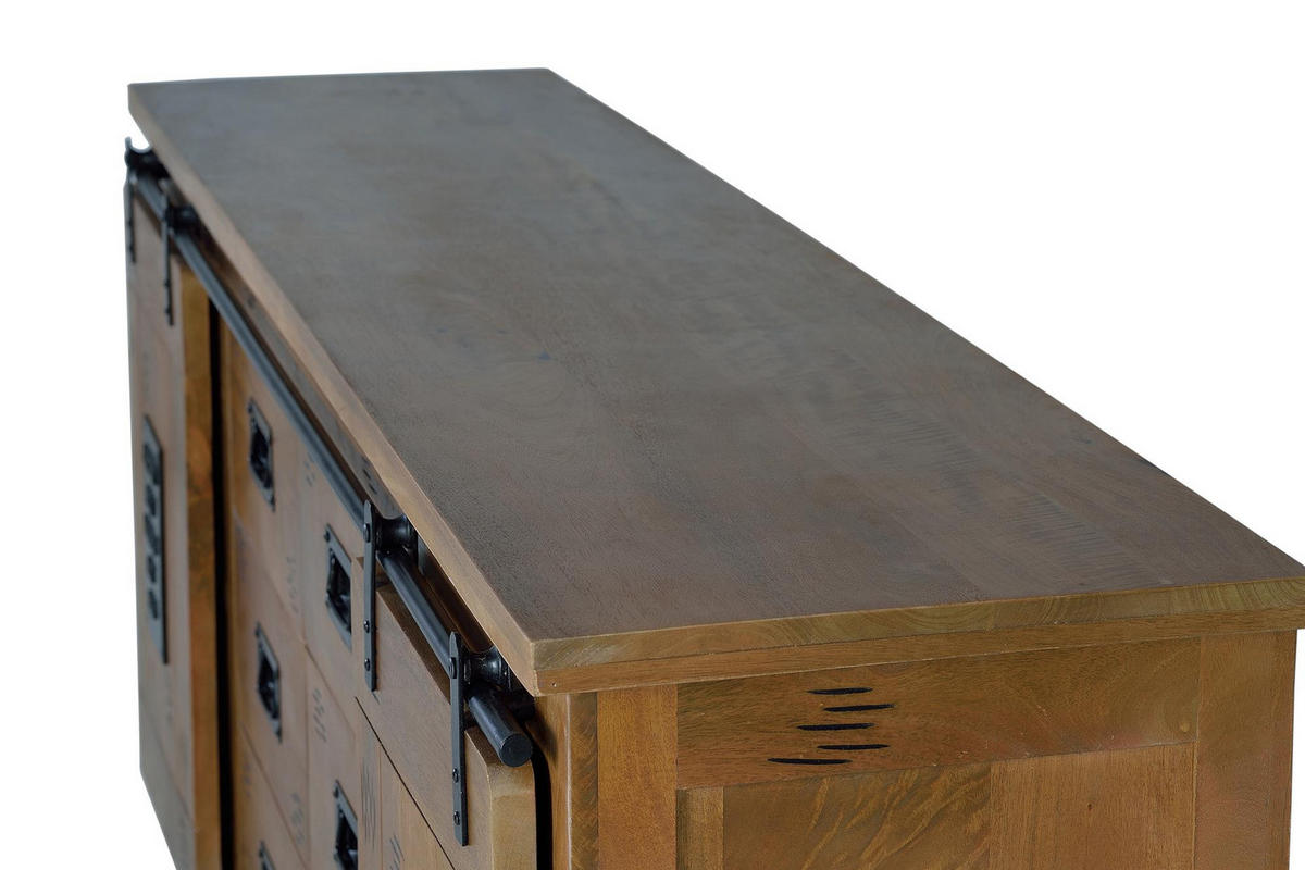 SIDEBOARD aus Mangoholz und Schwarz - Braun, Holz (45/80/190cm) - Giner y Colomer