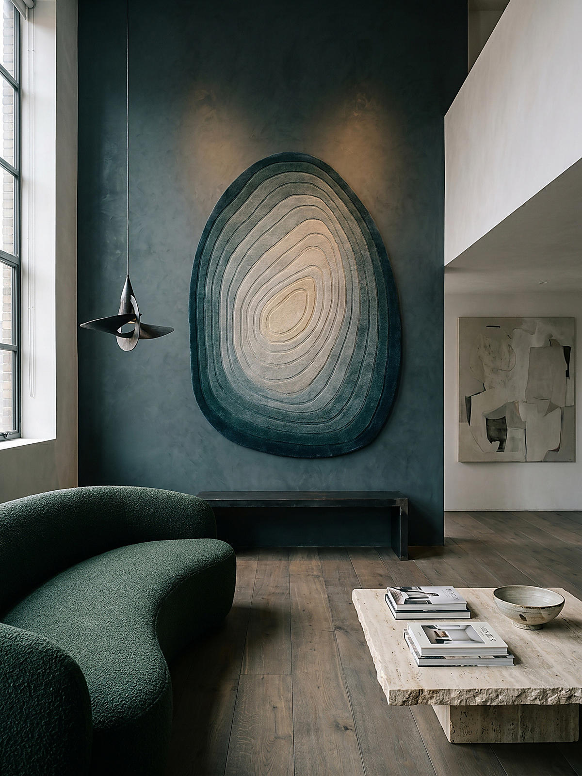 TEPPICH Wolle, Organische Form, Ombre Farbverlauf, Handgefertigt, Hoch-Tief-Flor-Effekt Türkis-Beige Oval 160x230 - Blau, Textil (230/160cm) - KADIMA DESIGN