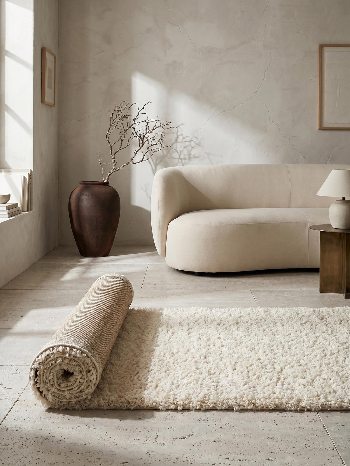 TEPPICH Hochflor Shaggy Einfarbig Weich Flauschig Waschbar Schlafzimmer Creme 80x150 cm – RHEIN - Beige, Textil (150/80cm) - KADIMA DESIGN