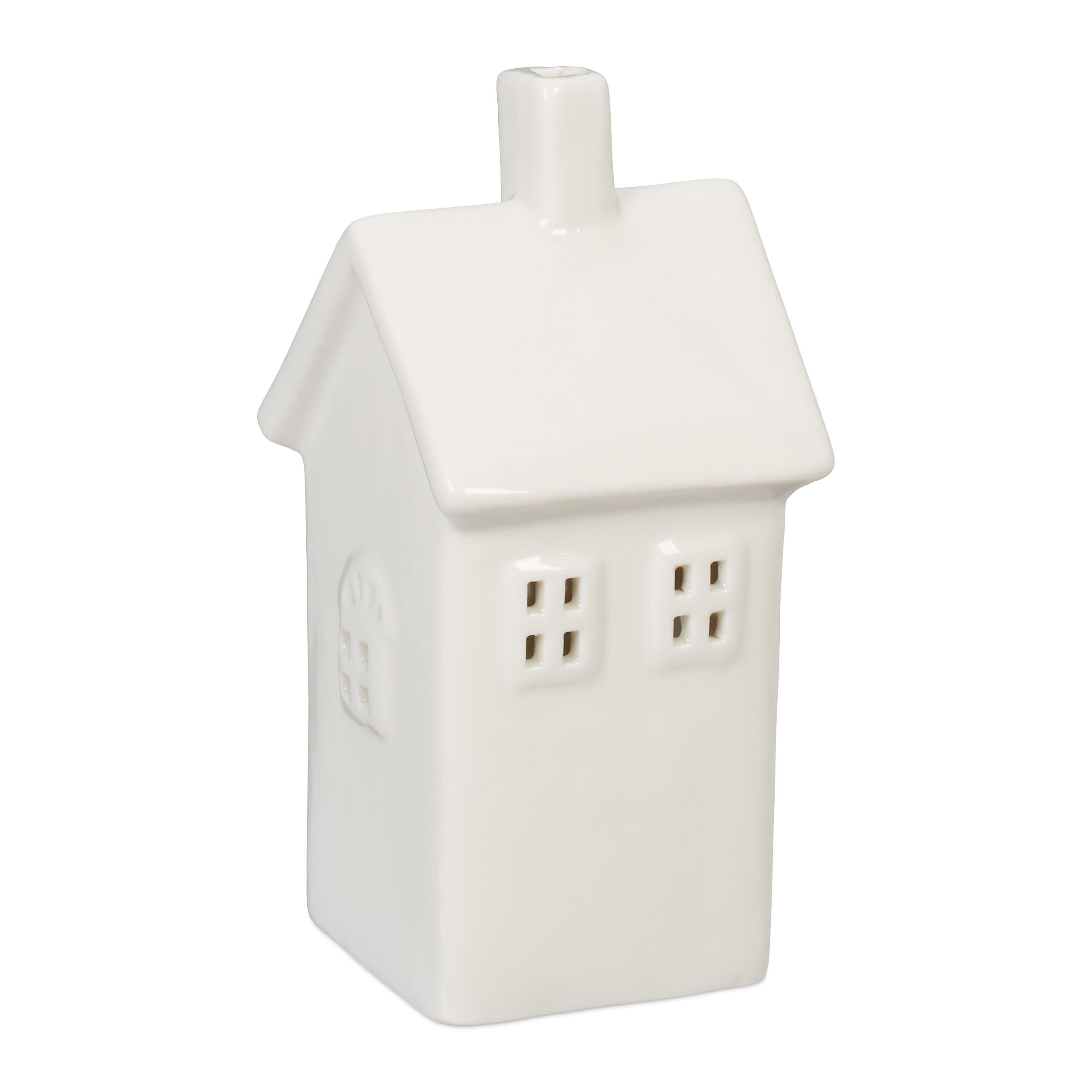 Relaxdays SVÍCEN Bílý porcelánový domeček 13,5 cm