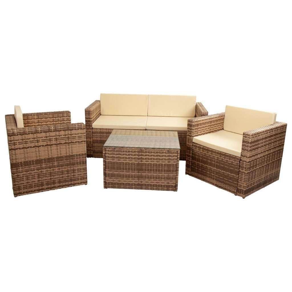 TISCH, SOFA und SESSEL, 4-tlg, braun - Braun, Naturmaterialien - Wanderlust