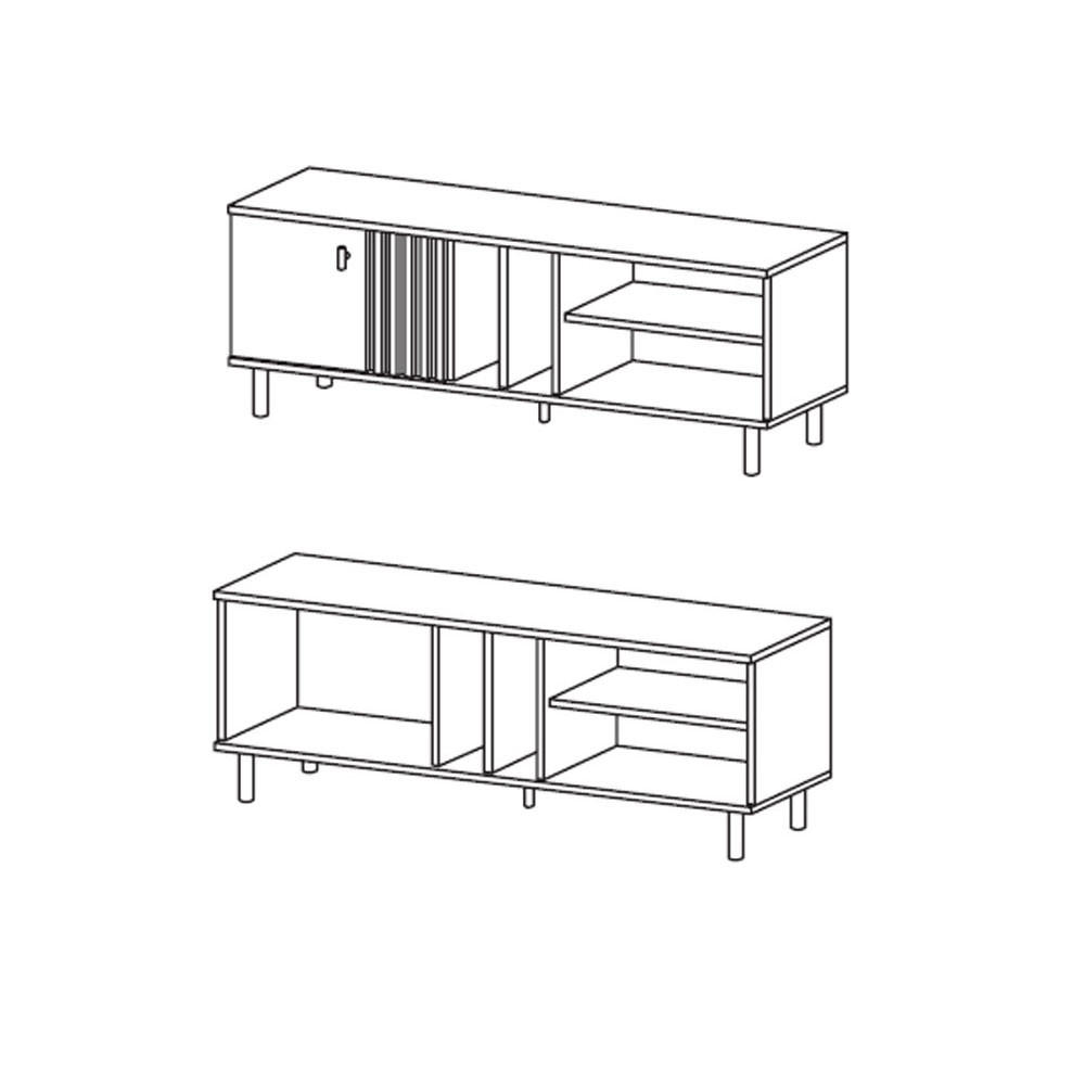 LOWBOARD Madis sand grange eiche / anthrazit 138,1 cm / 40 cm / 49,2 cm - Braun, Holz/Holzwerkstoff (138/49/40cm) - Feldmann-Wohnen