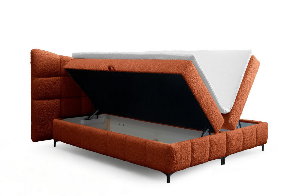 BOXBETT Nova In Rolf - Rotbraun, Holzwerkstoff/Textil (180/200cm) - Fun Möbel