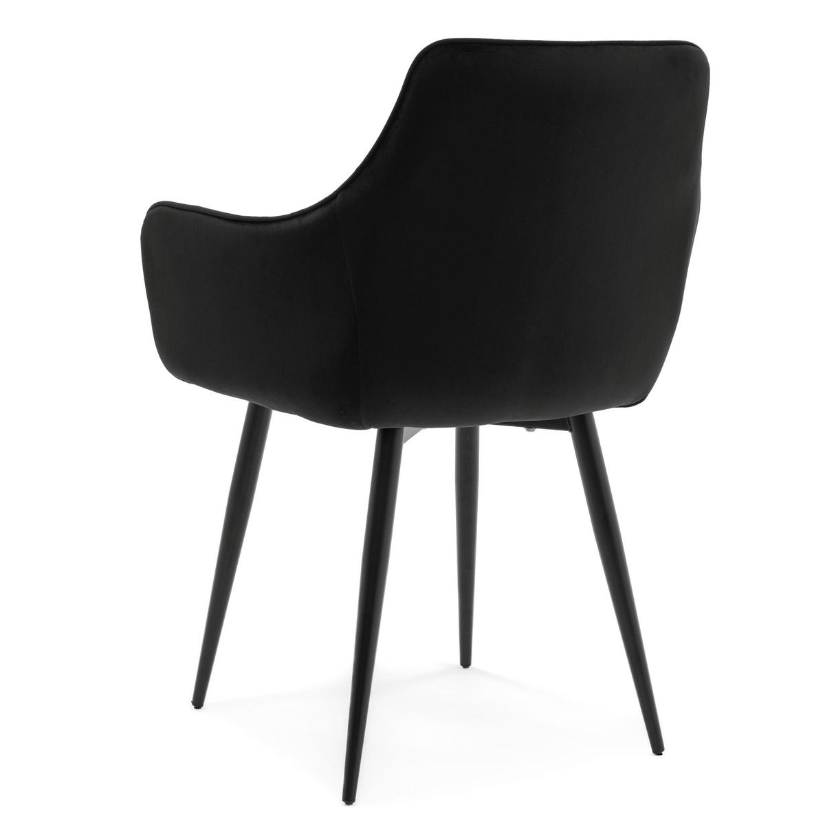 STUHL QUATTRO gepolstert mit Steppung - schwarz - Samt Velours - Schwarz, Textil/Metall (58/88/58cm) - NEW HOME