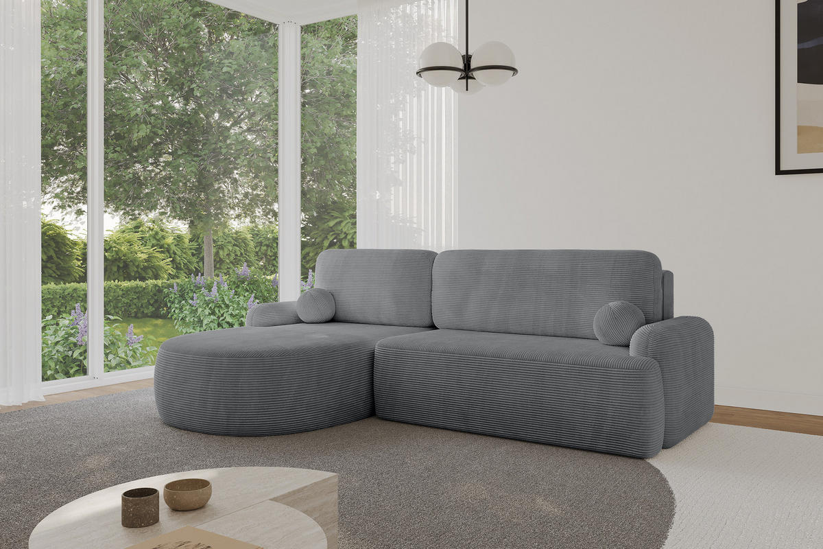ECKSOFA mit Schlaffunktion und Bettkasten LIRA-L - 264x172x89 Dunkelgrau - Dunkelgrau, Holzwerkstoff/Textil (264/172cm) - ALTDECOR