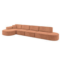 ECKSOFA Ottomane Links MARI-L3 - 413x171x79 cm Orange Velours - Schwarz/Orange, Holzwerkstoff/Kunststoff (413/171cm) - ALTDECOR