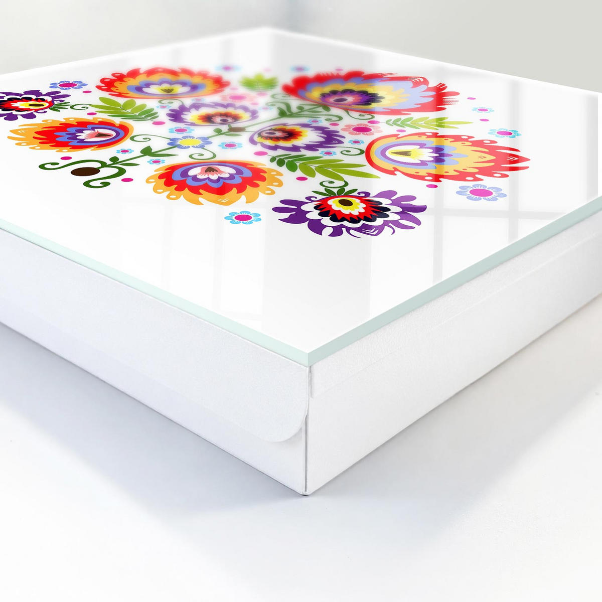 SCHLÜSSELBOX Weiß 30x30 cm – Türöffnung nach rechts - Volksblumen - Rot, Metall (30/30/5cm) - TULUP
