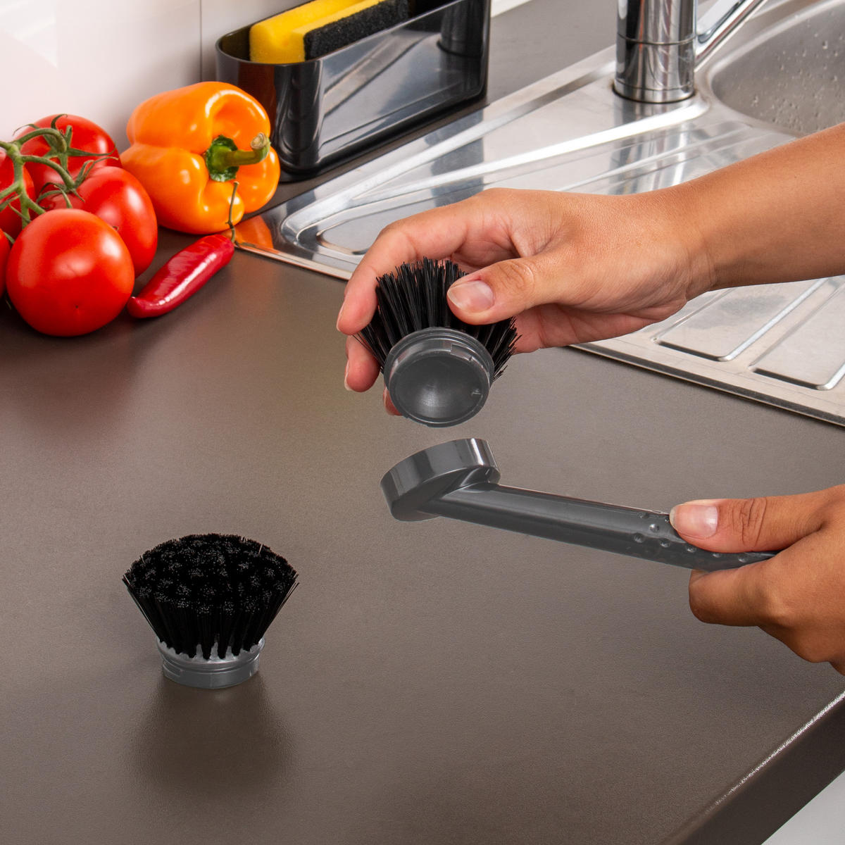 ERSATZBÜRSTEN 4er-Set, grau, Kunststoff - Grau, Kunststoff (6.5/5/6.5cm) - bremermann