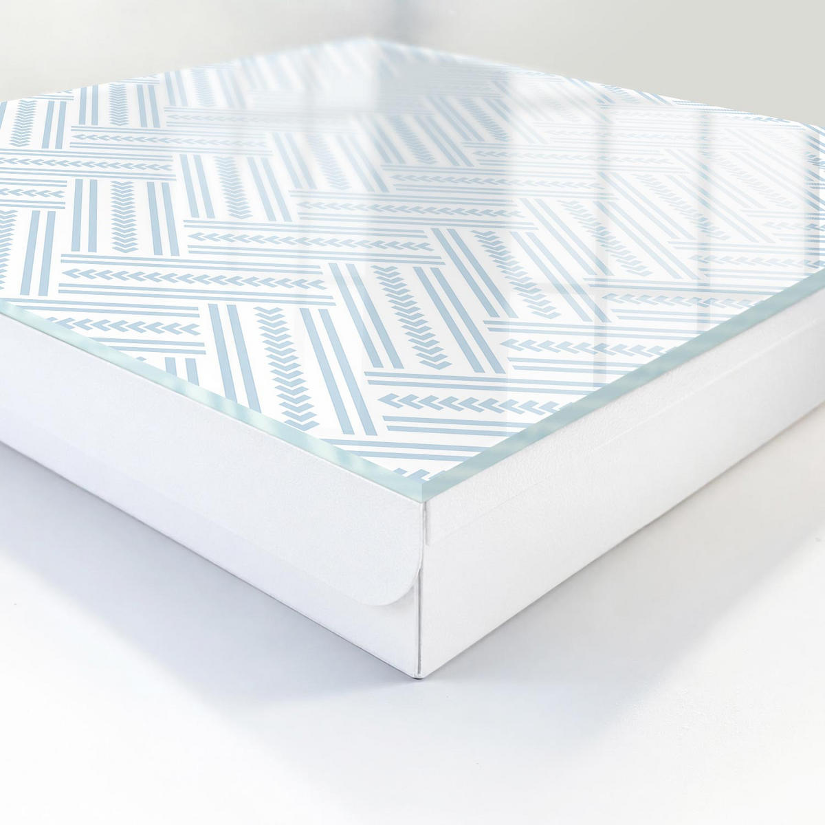 SCHLÜSSELBOX Weiß 30x30 cm – Türöffnung nach rechts - Dezentes Fischgrätmuster - Weiß, Metall (30/30/5cm) - TULUP