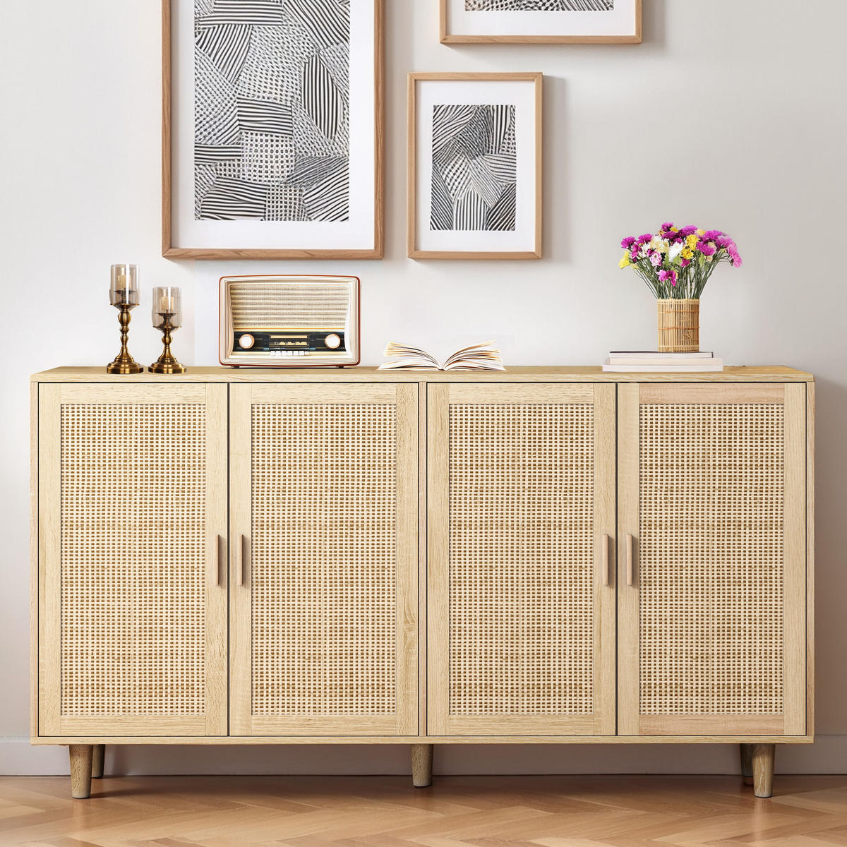 SIDEBOARD Natur 158/40/88 cm 4-türig - Naturfarben, Holzwerkstoff (158/88/40cm) - PANGIVO