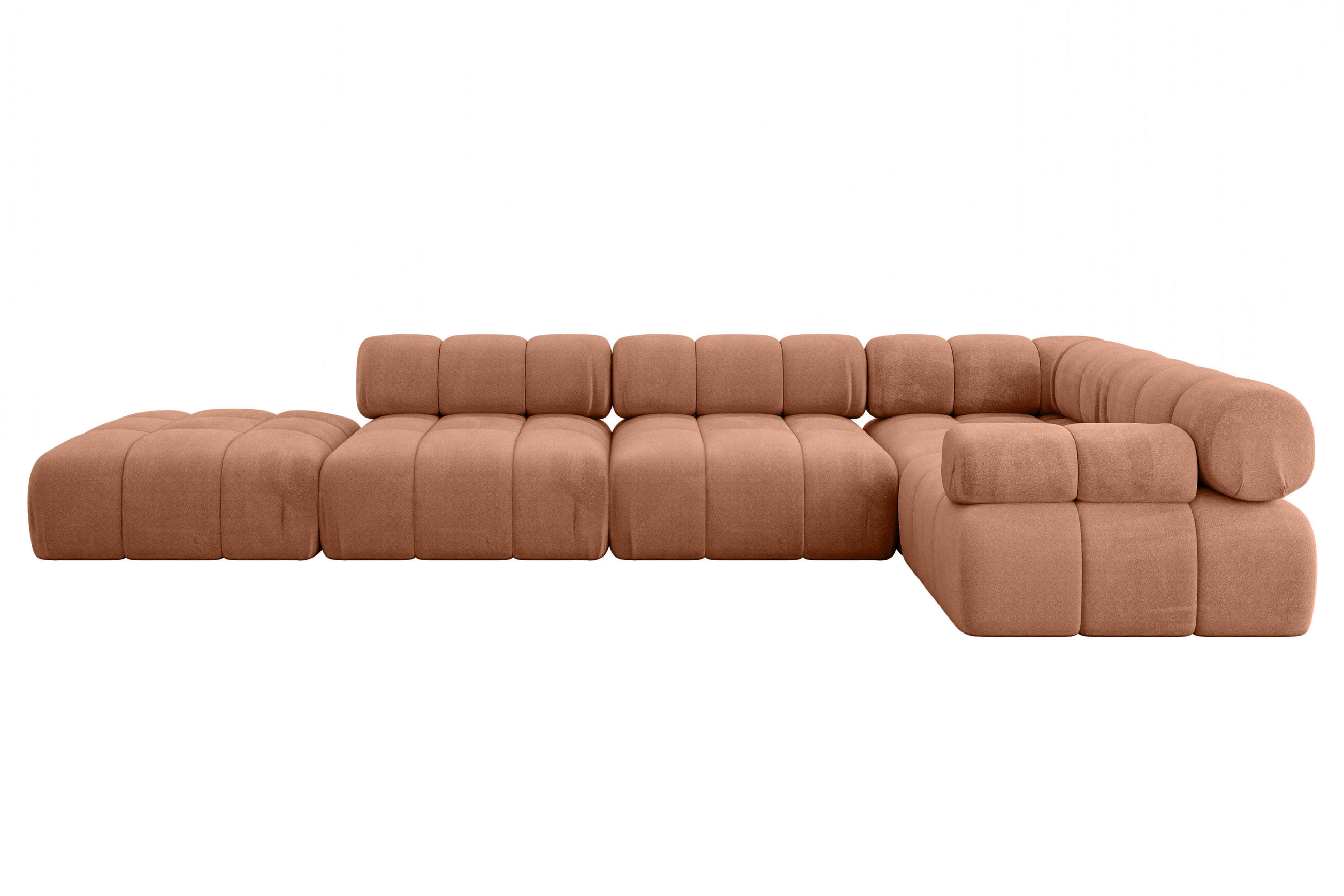 ECKSOFA modulares Sofa Felto-L2 - 380x190x70 cm Apricot Velours - Koralle, Holzwerkstoff/Textil (380/190cm) - ALTDECOR