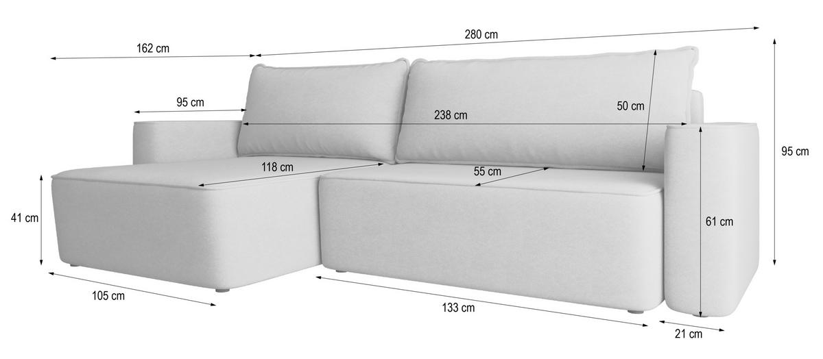 ECKSOFA BELARO CL Beige Samtstoff mit Schlaffunktion - Beige, Holzwerkstoff/Textil (280/162cm) - MASSENO