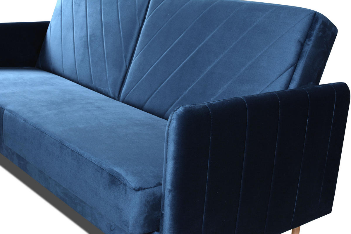 SCHLAFSOFA Vesto Blau Velours - Bettkasten - 207x93 cm - Blau, Holz/Holzwerkstoff (207/93/93cm) - Ravio