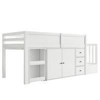 KINDERBETT 90x200cm Weiß Mit Schreibtisch Schrank Schublade Treppe - Weiß, Holzwerkstoff (90/200cm) - FLIEKS