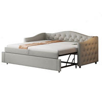 POLSTERBETT 90/200 cm Grau mit USB-Anschluss und Leinenbezug - Grau, Textil (90/200cm) - Flora Grace