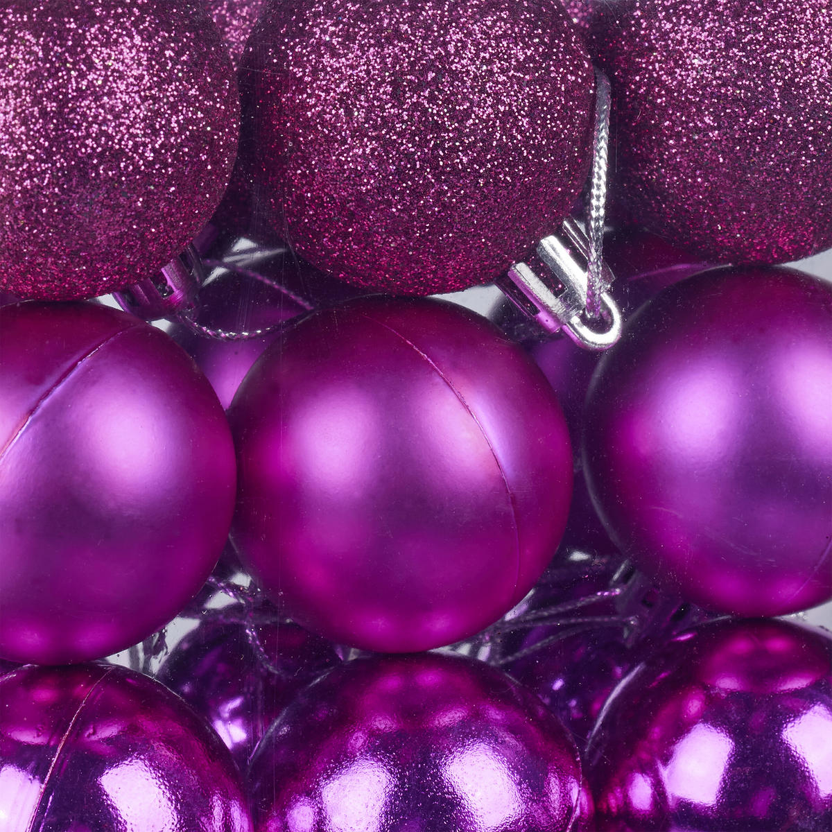 100XWEIHNACHTSKUGELN - Pink, Kunststoff (6/7/6cm) - Relaxdays