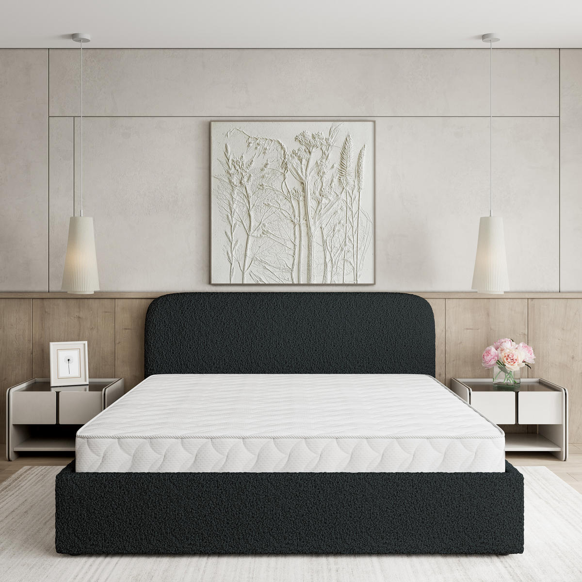 ČALOUNĚNÁ Postel RENIVE 200x200 cm Černá - černá, kompozitní dřevo/textil (200/200cm) - MASSENO