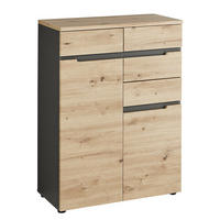 KOMMODE - Eiche Artisan Dekor / Graphit - 80 cm - Schwarz/Braun, Holzwerkstoff/Kunststoff (80/107/38cm) - home24