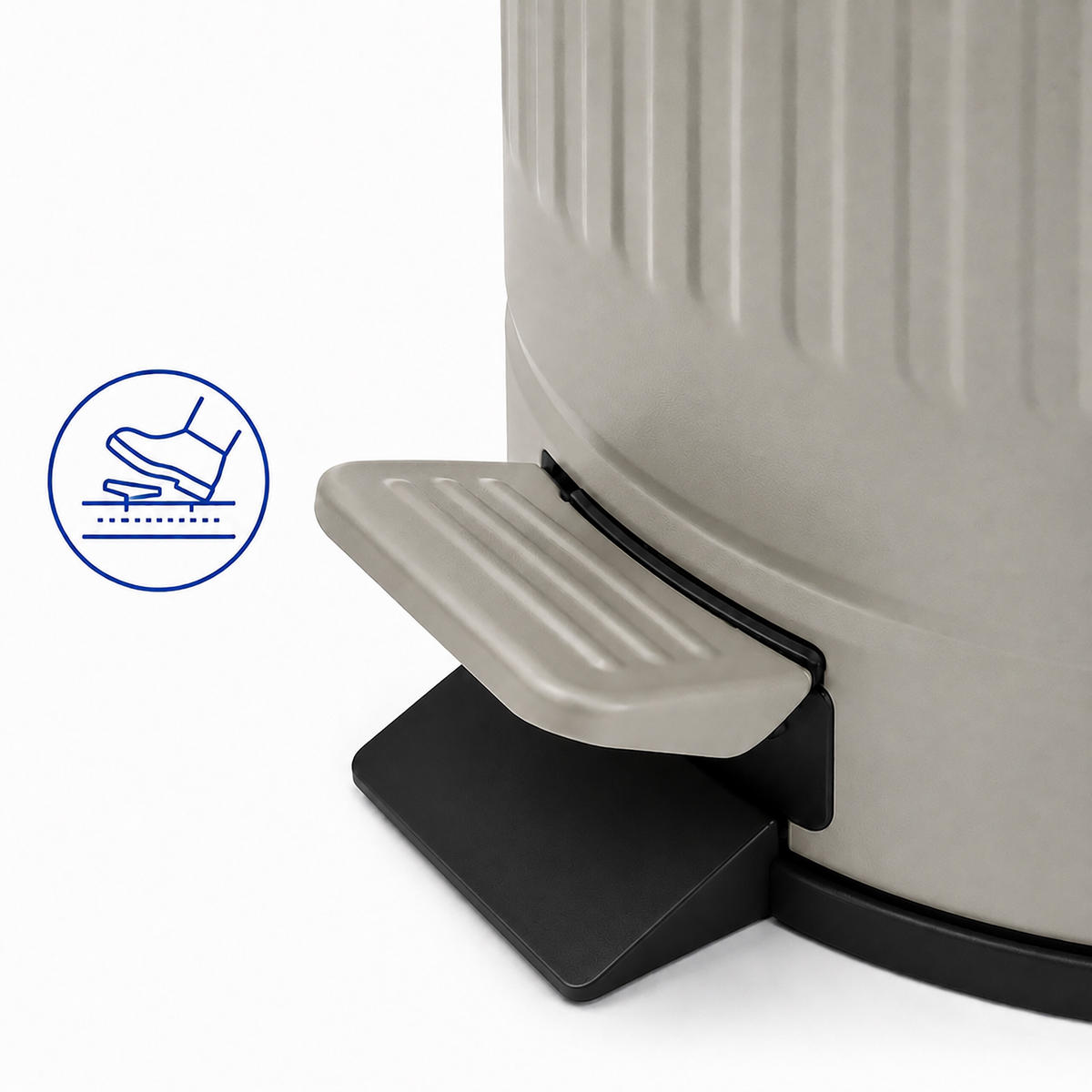 COȘ Gri 5 l cu pedală închidere silențioasă - gri, material plastic/metal (20.5/29/20.5cm) - Relaxdays