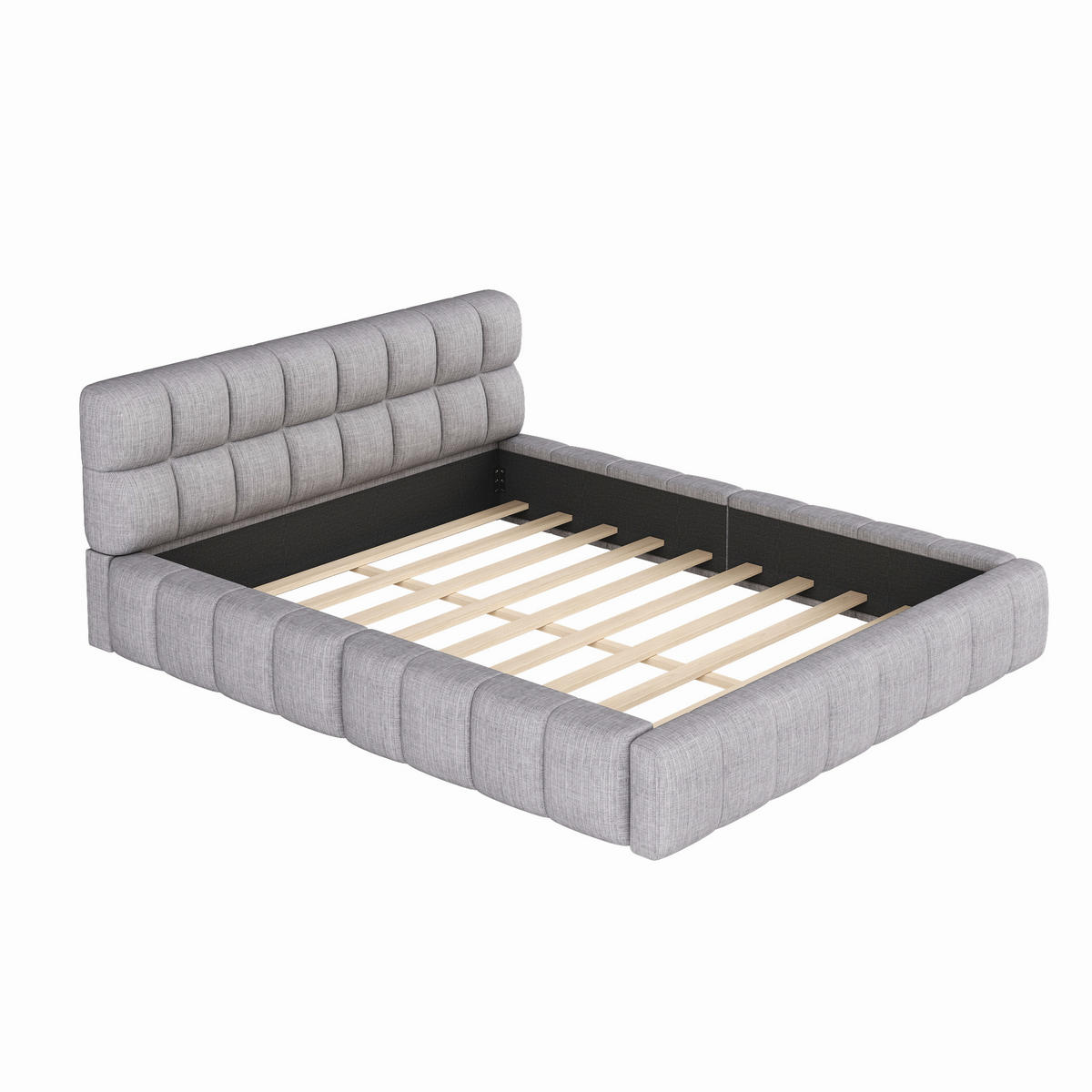 POLSTERBETT 140/200 cm grau mit Rückenlehne und stabilem Lattenrost - Grau, Textil (140/200cm) - OKWISH