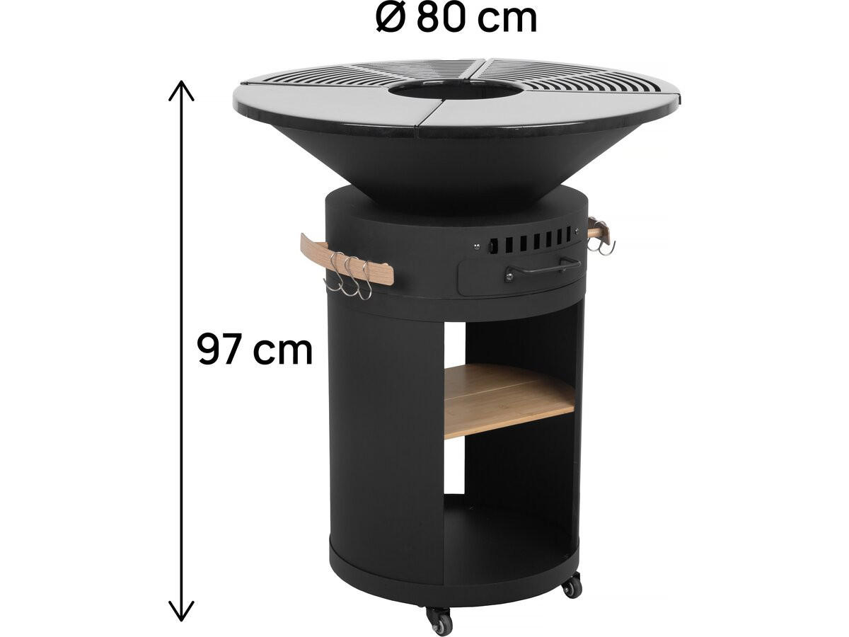 HOLZKOHLENGRILL cesar premium Schwarz - Schwarz, Metall (81/99/81cm) - Habitat Garten