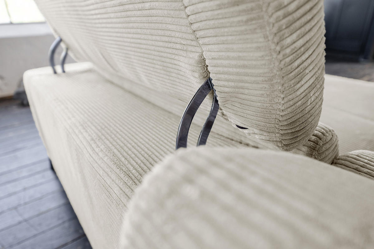 ECKSOFA LAISKA Cremeweiß Cord - Creme/Schwarz, Textil/Metall (282/177cm) - KAWOLA