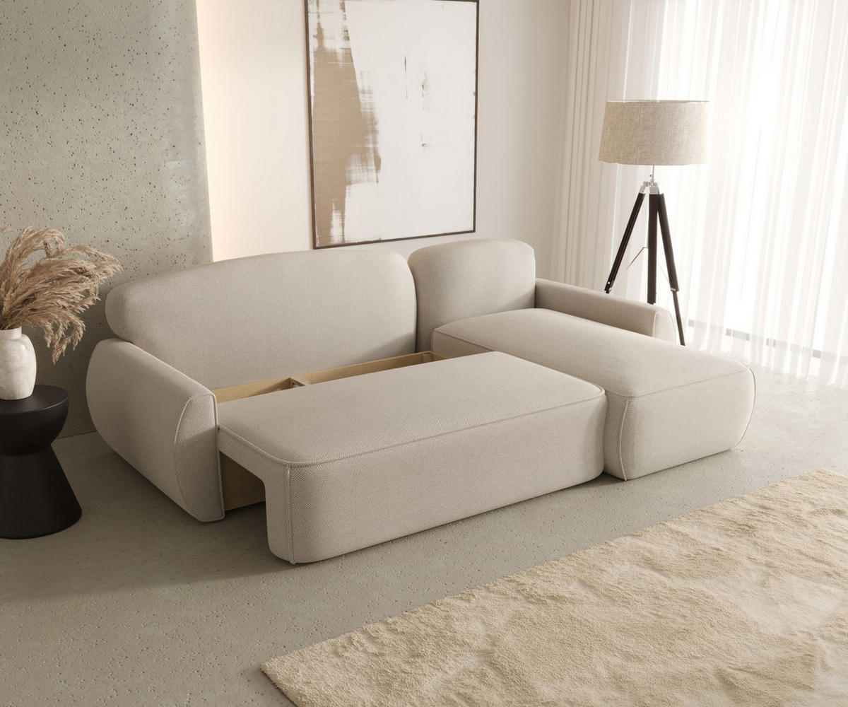 ECKSOFA mit Schlaffunktion LUCAS Quelle 37 Rechts - Dunkelgrün, Textil (240/145cm) - Bedante
