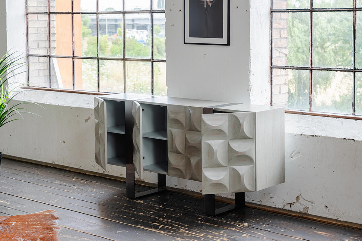 SIDEBOARD MARGO Grau Holz - Grau, Holz/Metall (180/85/40cm) - KAWOLA