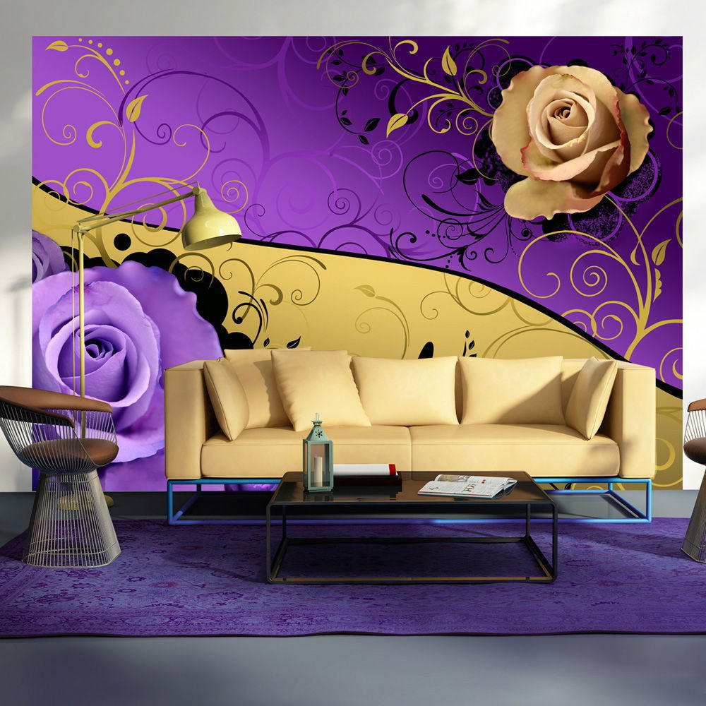 VLIESTAPETE Lila 300/210 cm - Lila/Goldfarben, Textil (300/1cm) - KUNSTLOFT
