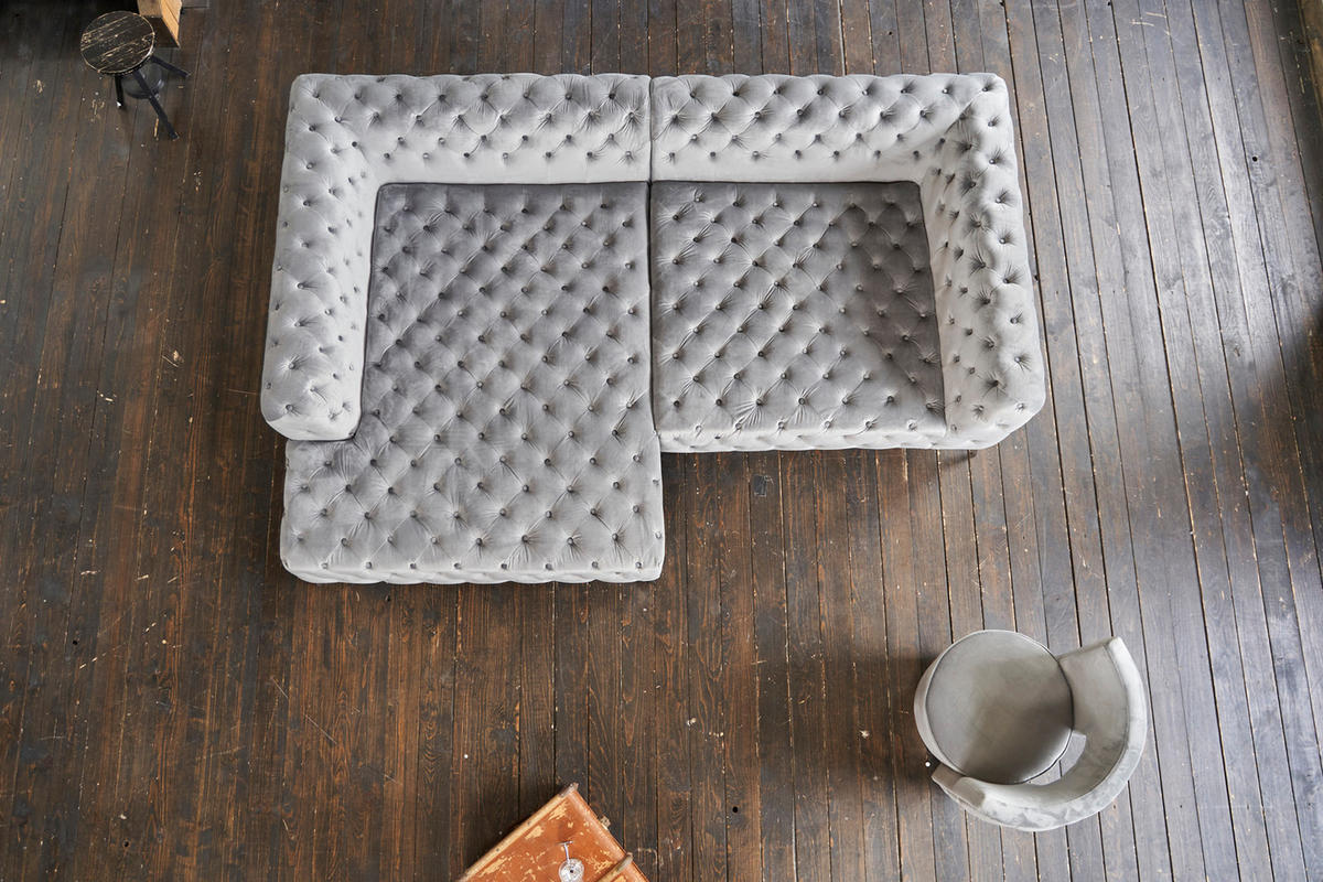 ECKSOFA NARLA Silber Velvet - Silberfarben, Textil (279/190cm) - KAWOLA